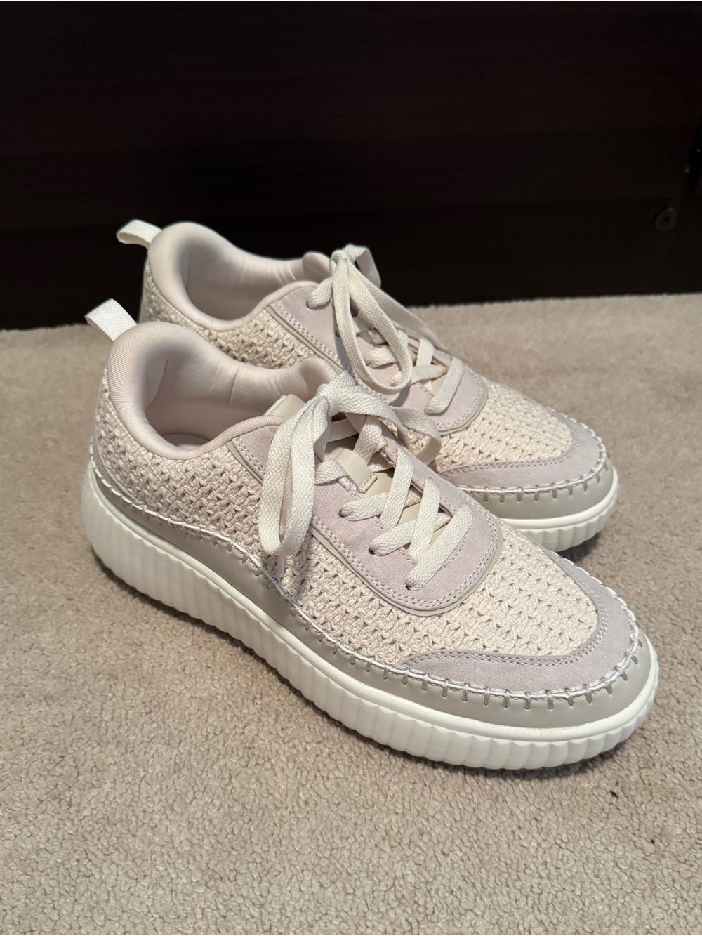 Dream Pairs Chunky City Tweed Platform Sneakers Sandstone Knit Beige Size 10